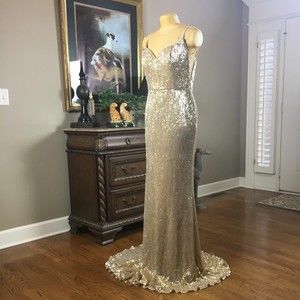 NWT Alyce Paris Prom 61229 Gold Sequin Size 10 Sweetheart Formal Gown